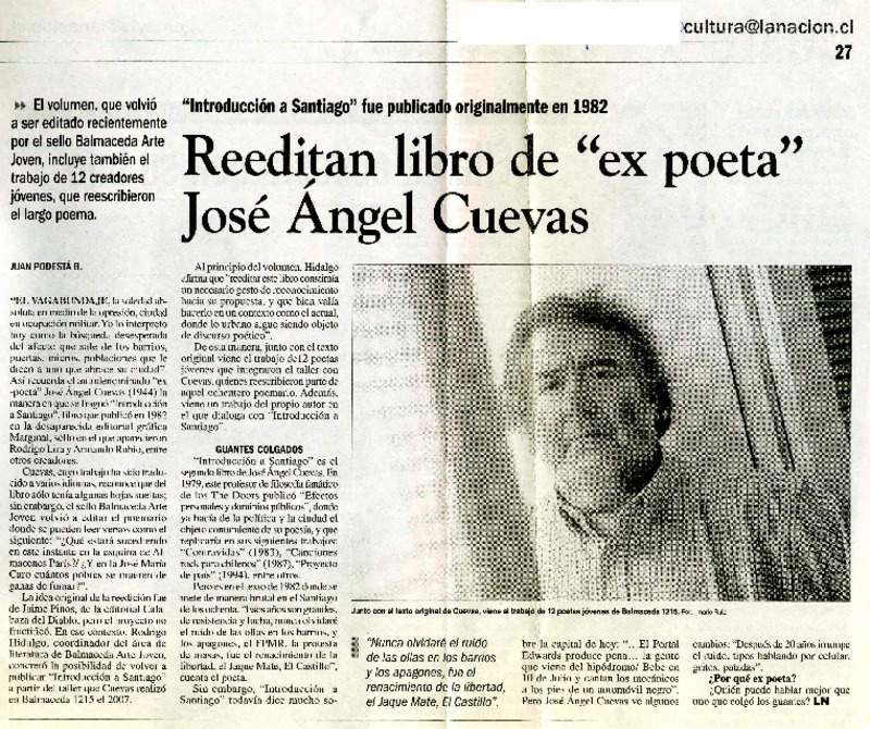 Presentación de Arte de Vivir. Acercamientos críticos a la poesía de Pedro Lastra y M(i) V(ida) diarios 1911-1917 de Alvaro Yáñez Bianchi  [artículo]Patricio Lizama.