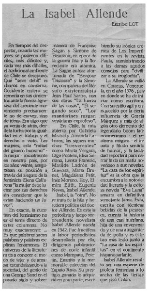 La Isabel Allende --