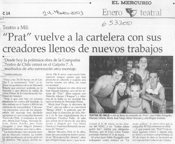 "Prat" vuelve a la cartelera con sus creadores llenos de nuevos trabajos  [artículo] Verónica Marinao