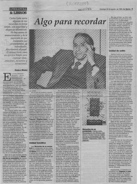 Algo para recordar  [artículo] Camilo Marks.