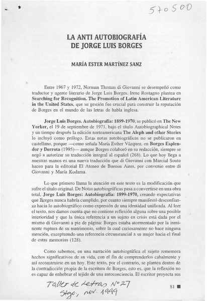 La anti autobiografía de Jorge Luis Borges