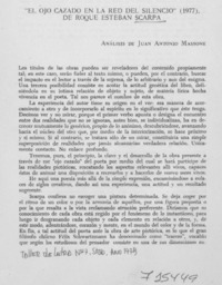 El ojo cazado en la red del silencio" (1977), de Roque Esteban Scarpa