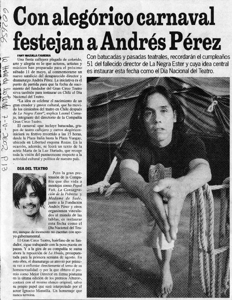 Con alegórico carnaval festejan a Andrés Pérez  [artículo] Fany Mazuela Figueroa