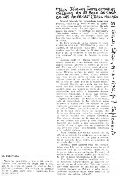 "Tres jóvenes intelectuales chilenos en el boom de casa de las américas"