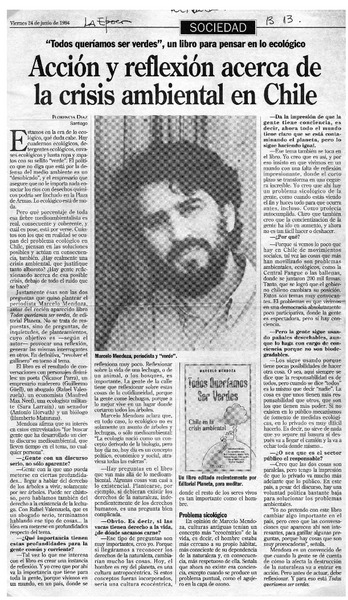 Acción y reflexión acerca de la crisis ambiental en Chile  [artículo] Florencia Díaz.
