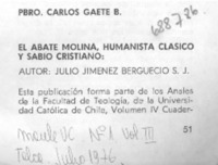 El Abate Molina, humanista clásico y sabio cristiano