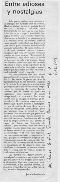 Entre adioses y nostalgias