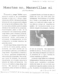 Muertes no, maravillas si