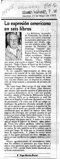 La expresión americana en seis libros  [artículo] Hugo Montes Brunet.