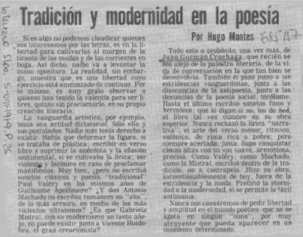 Tradición y modernidad en la poesía