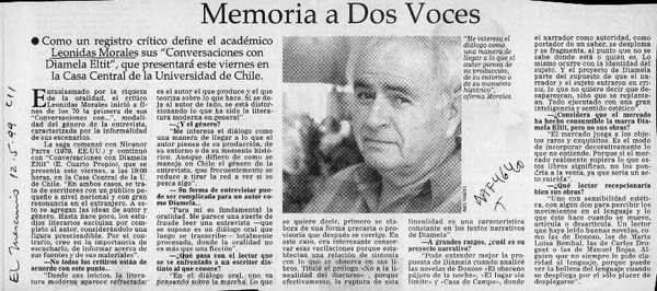 Memoria a dos voces  [artículo].