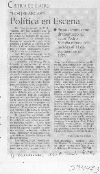Política en escena  [artículo] Juan Antonio Muñoz H.