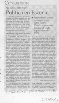 Política en escena  [artículo] Juan Antonio Muñoz H.