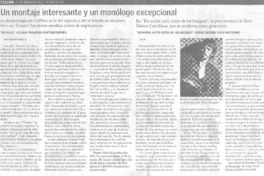 Un montaje interesante y un monólogo excepcional