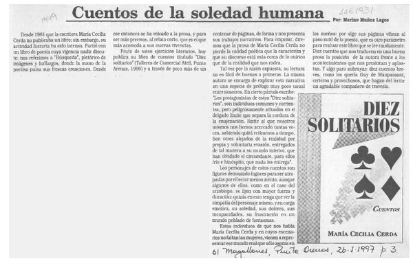 Cuentos de la soledad humana  [artículo] Marino Muñoz Lagos.