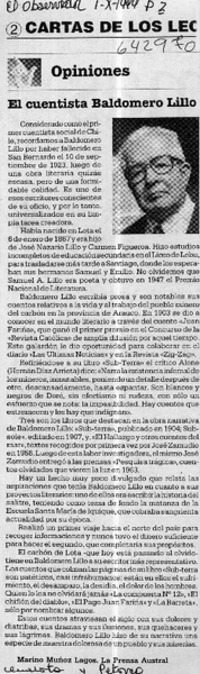 El cuentista Baldomero Lillo