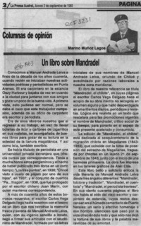 Un libro sobre Mandradel  [artículo] Marino Muñoz Lagos.