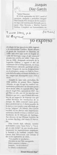 Joaquín Díaz Garcés  [artículo] Hernán Navarrete Rojas