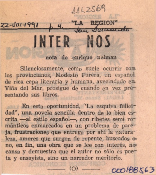 Inter Nos  [artículo] Enrique Neiman.