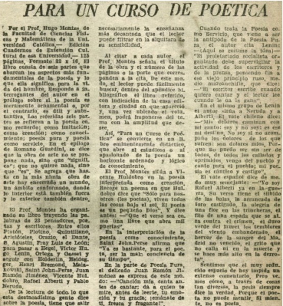 Para un curso de poética