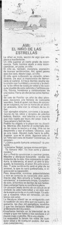 Ami, el niño de las estrellas  [artículo] José-Christian Páez.