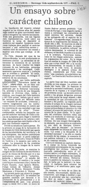 Un ensayo sobre carácter chileno