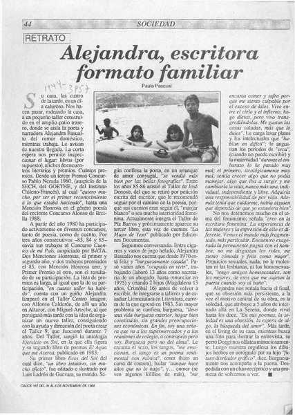 Alejandra, escritora formato familiar  [artículo] Paula Pascual.