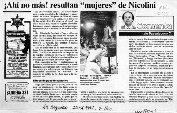 Ahí no más! resultan "mujeres" de Nicolini  [artículo] Italo Passalacqua C.
