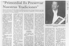 "Primordial es preservar nuestras tradiciones"  [artículo] Katherine López G.