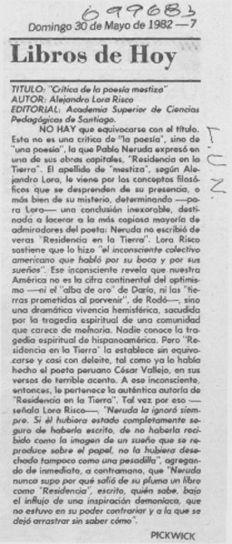 Crítica de la poesía mestiza".