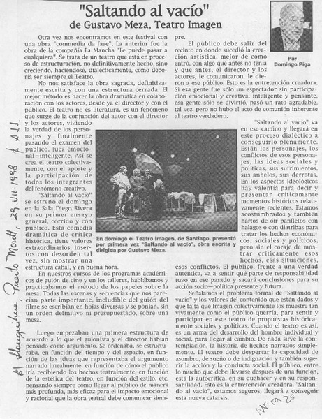 "Saltando al vacío"  [artículo] Domingo Piga.