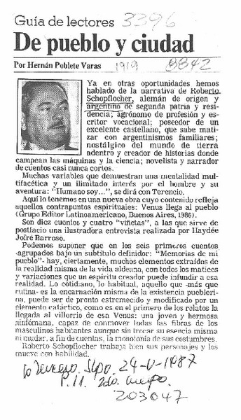 De pueblo y ciudad  [artículo].