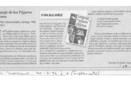 Lenguaje de los pájaros chilenos  [artículo] Hernán Poblete Varas.