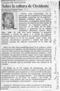 Sobre la cultura de Occidente  [artículo] Hernán Poblete Varas.