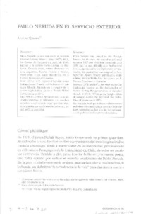 Pablo Neruda en el Servicio Exterior  [artículo] Abraham Quezada