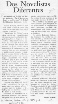 Dos novelistas diferentes  [artículo] Matías Rafide.