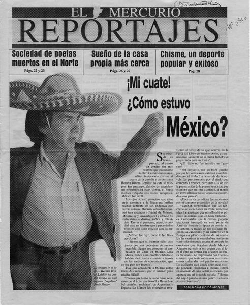 Mi cuate! Cómo estuvo México?  [artículo] Sergio Concha Gamboa.