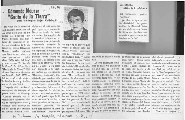 Edmundo Moure, "Gente de la tierra"  [artículo] Wellington Rojas Valdebenito.