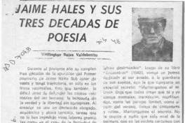 Jaime Hales y sus tres décadas de poesía  [artículo] Wellington Rojas Valdebenito.