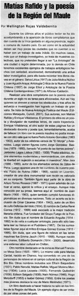 Matías Rafide y la poesía de la Región del Maule