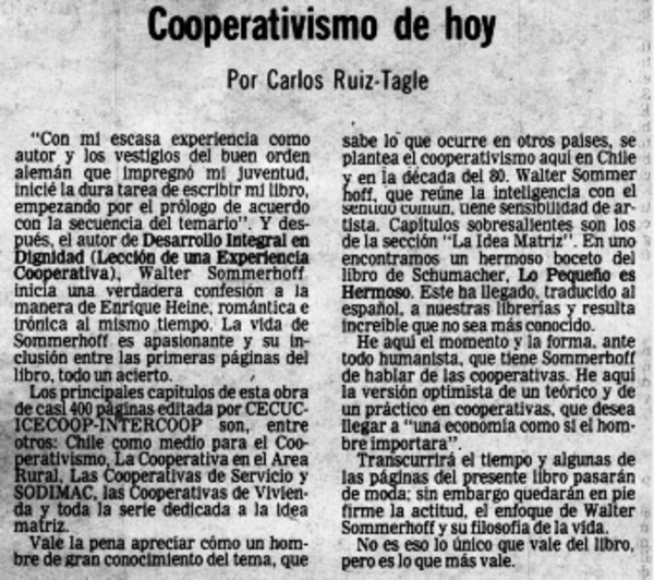 Cooperativismo de hoy