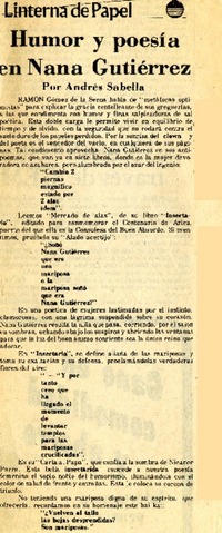 Humor y poesía en Nana Gutiérrez  [artículo] Andrés Sabella.