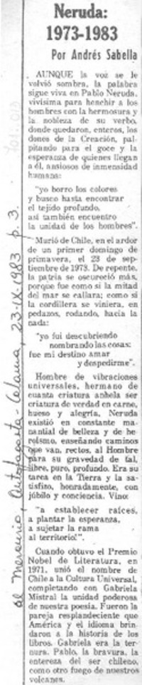 Neruda: 1973-1983