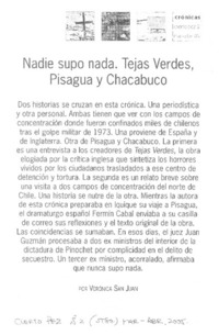 Nadie supo nada. Tejas Verdes, Pissagua y Chacabuco