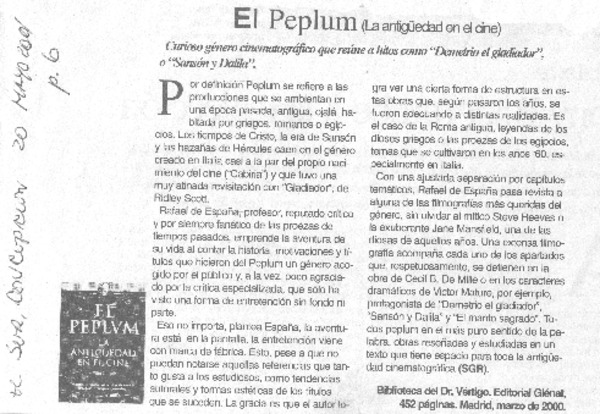 El peplum (la antigüedad en el cine)