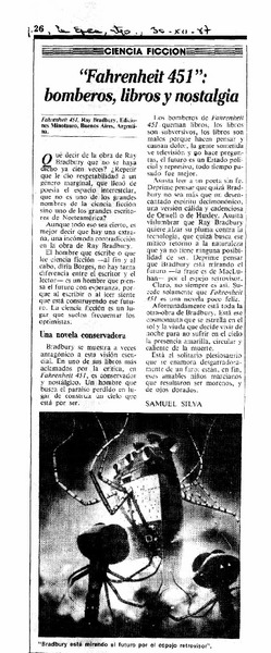 Fahrenheint 451", bomberos, libros y nostalgia