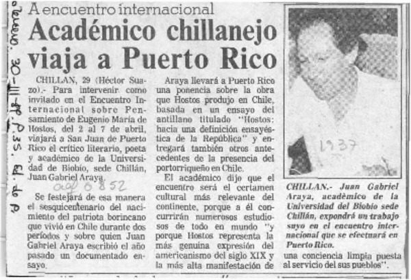 Académico chillanejo viaja a Puerto Rico