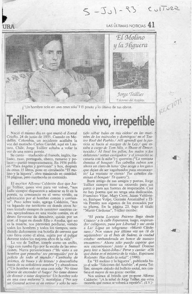 Teillier, una moneda viva, irrepetible  [artículo] S. V.