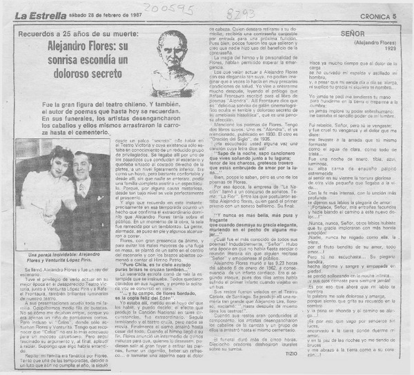 Alejandro Flores, su sonrisa escondía un doloroso secreto  [artículo] Tizio.