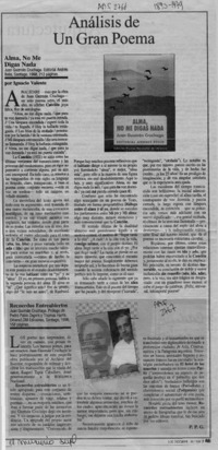 Análisis un gran poema  [artículo] Ignacio Valente.